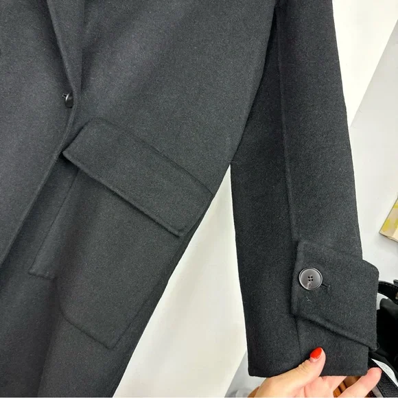 NWT Massimo Dutti Black Double Breasted Pocket Wool Blend Jacket Coat Sz Small - Picture 7 of 16